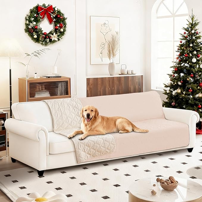 Waterproof Couch Covers for Pets, Waterproof Dog Bed Cover, Anti-Slip Soft Dog Blankets, Couch Cover for Dogs Washable, Pet Blanket for Puppy Large Dogs Cat (82x120 Inch, Beige)