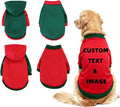 Custom Dog Hoodie, Personalized Sweatshirt with Photo Text Name Logo, Customized Hooded Sweater for Small Medium Large Dogs & Cats (Red + Green Sleeves, XX-Large)