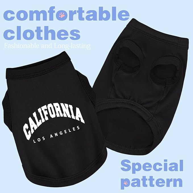 Discover Cozy Cotton Canine Wear: Soft, Lightweight, and Breathable Dog Shirt Vest with Eye-Catching Graphics(California), Keeping Your Furry Friend Warm and Comfy! Black L