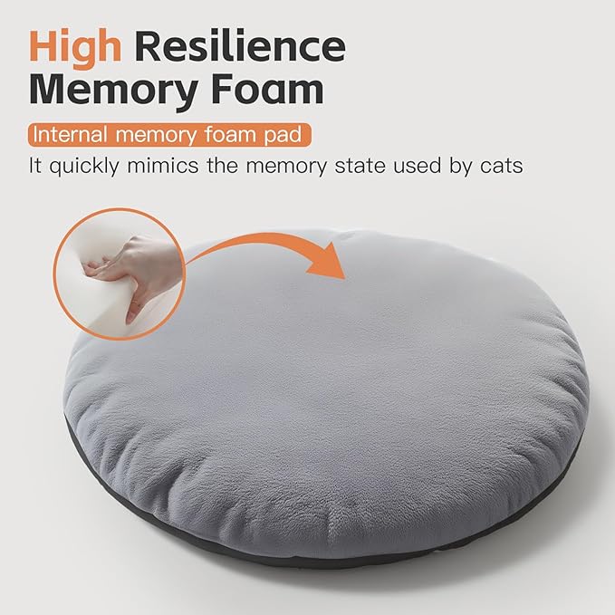 PJYuCien Premium Orthopedic Memory Foam Round Pet Bed for Large Cats, Small Dogs & Puppies - 20" Indoor Donut Cuddler with Non-Slip Bottom, Machine Washable, Supports Pets Up to 18 lbs, Gray