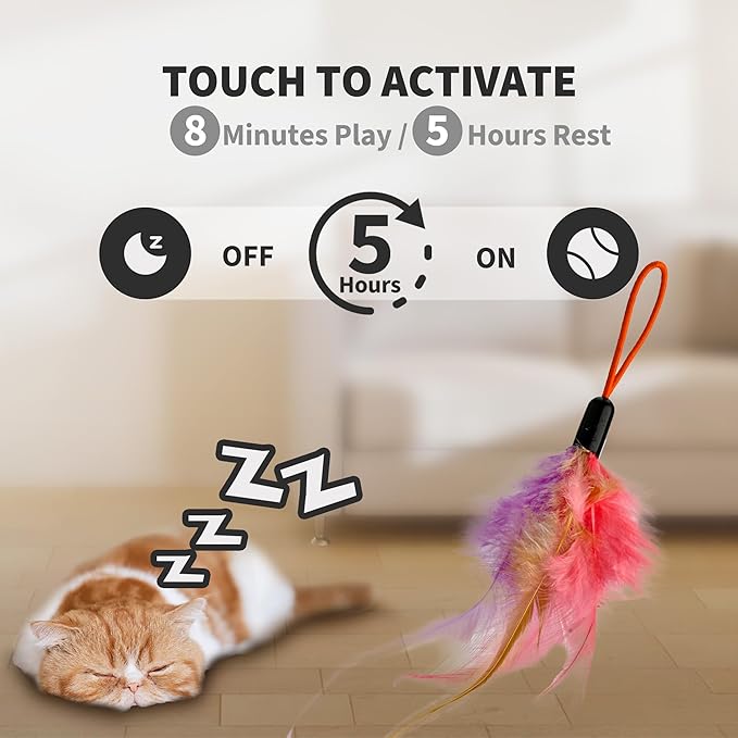 Interactive Cat Toys for Indoor Cats,Automatic Hanging Electric Cat Teaser Door Frame & Doorway,Flying Bird Feather Mouse Wand Enrichment Chase Toy,Safe Self Play for Bored Multi Cats Households