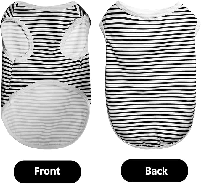 3 Pcs Cat Shirts Solid Color Dog Clothes Summer Sleeveless Stripe Pet T Shirts for Small Pet Dogs Cats (Black, Medium)