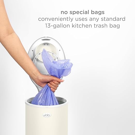 Ubbi Stainless Steel Diaper Pail, Odor Locking, No Special Bag Required, Award-Winning, Registry Must-Have, Matte Ivory