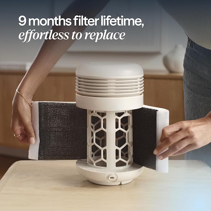 BLUEAIR Purifier for Bedroom - Mini Restful - Sunrise Clock with HEPASilent Filtration and Wake Up Light - Cleans Air and Supports Circadian Rhythm - USB-C and App Connectivity, Beige