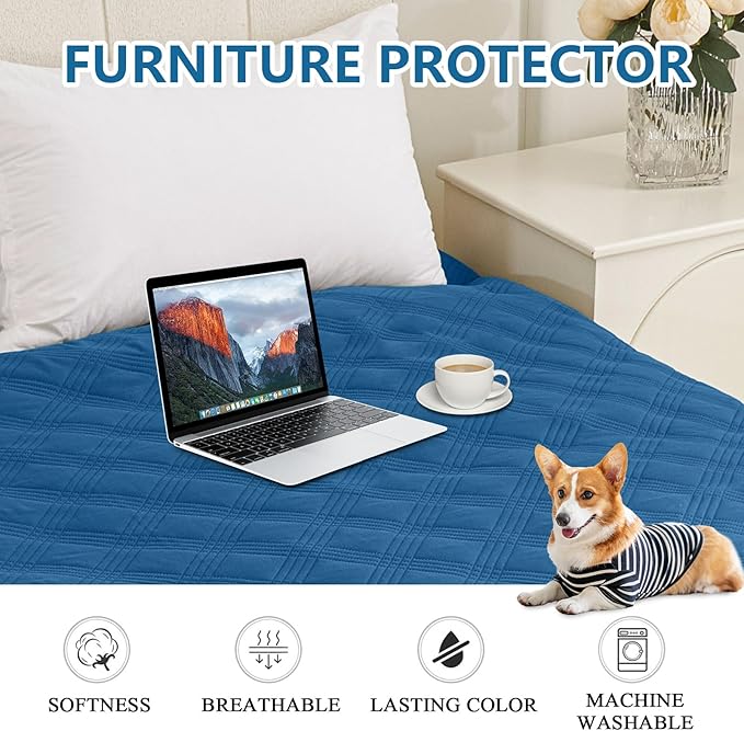 hyha Waterproof Dog Blanket, Reversible Pet Bed Blanket, Soft Sofa Couch Cover for Dogs Washable, Waterproof Pet Couch Covers for Sofa Puppy Cats Furniture Protector(30"x53", Navy Blue/Navy Blue)