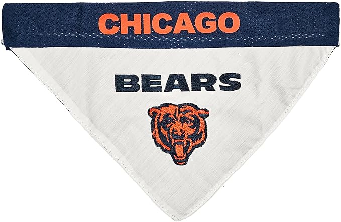 Pets First NFL Chicago Bears Reversible Bandana Size XX-Large for Dogs & Cats. 2 Sided Sports Bandana, Premium Embroidery Team Logo, Many NFL Teams Available