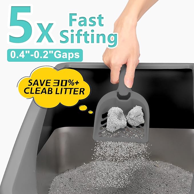 2 Pack Stainless Steel Litter Box | XL Enclosed Cat Litter Boxes with Lid for Big Cats and Multi-Cats | High Sided, Anti-Urine Leakage | Non-Stick Bottom（Multi-Colored）