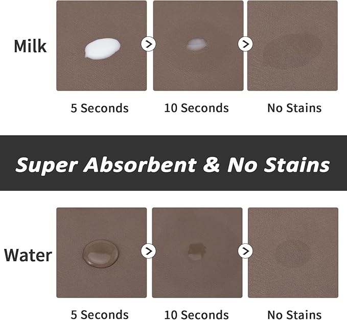 Dog Food Mat - Absorbent Cat Mat for Food and Water, No Stains Pet Feeding Bowl Mat, Easy to Clean Pet Placemats, Quick Dry Dog Water Dispenser Mat for Messy Drinkers | Brown 18"x34"