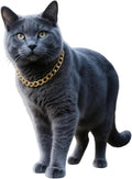 Gold Cat Chain Collar,Adjustable Cuban Link Necklace for Cats, Lightweight & Durable Metal Pet Gift, Stylish Decorative Accessory (Gold, M)
