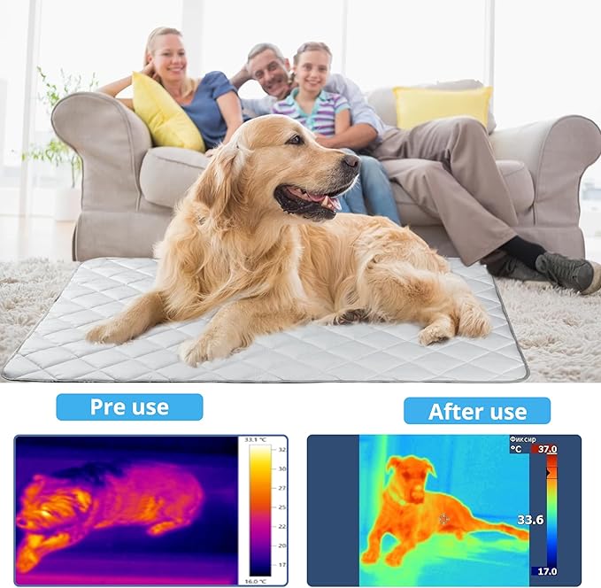 Dog Cooling Mat, Washable Dogs Cats Pet Non-Toxic Cooling Pads Summer Sleeping Kennel Mats，Pet Self Cool Ice Blanket for Indoor & Outdoor Dog Beach Essentials Light Gray Medium