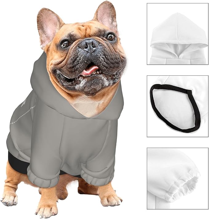 Personalized Chihuahua Dog Hoodie, Custom Pet Warm Sweatshirt Costume with Name Number Photo, Customize ID Clothes for Pupppy Kitten Dogs Cats, Grey, XL