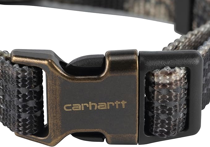 Carhartt Dog Collar, Fully Adjustable Webbing Collars for Dogs, Reflective Stitching for Visibility, Tarmac Duck Camo, Medium