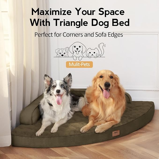 Large Orthopedic Dog Bed with Sides Big Dog Beds with Removable Washable Cover Non-Slip Waterproof Pet Bed for Medium Large Dogs - Light Coffee L