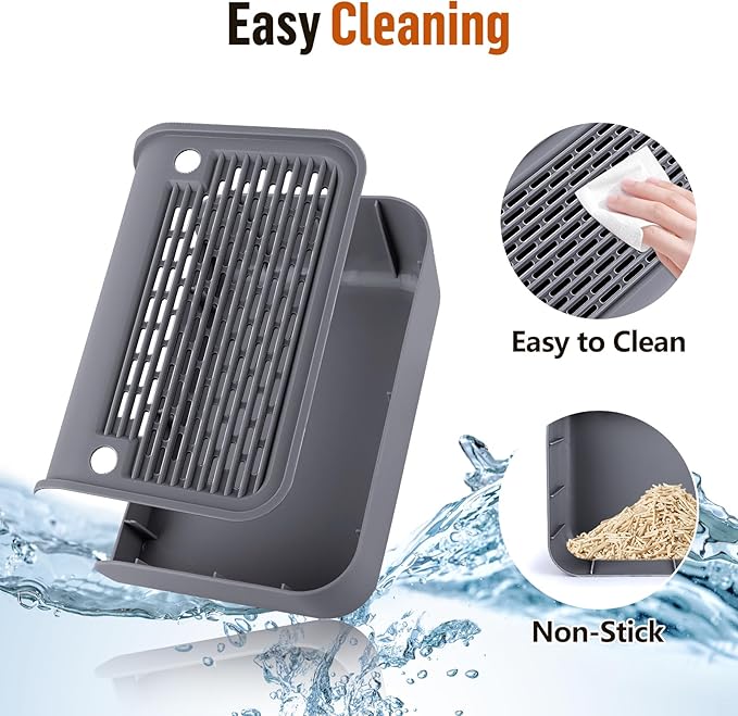 Bartuke Cat Litter Box Step, Cat Litter Ramp Mat with Filter Function for Self-Cleaning Litter Box, Easy to Clean, Cats Pedal Step Stool Ideal for Kitten & Elderly Cats (Dark Grey)
