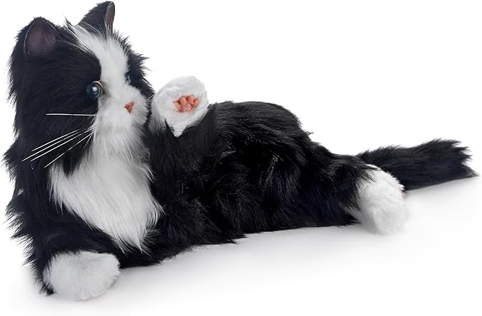 JOY FOR ALL Companion Pet for Seniors - Lifelike Animatronic Cat - Realistic Soft-Touch Fur & Purring - Therapy Stuffed Animal - Toy for Alzheimer's & Dementia - Tuxedo