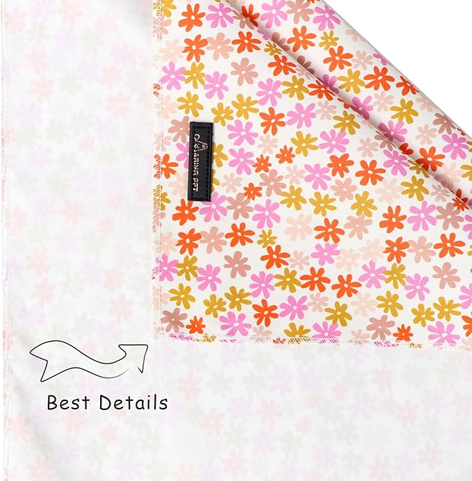 ARING PET Floral Dog Bandana, Spring Summer Daisy Flower Girl Pet Bandana Scarf Triangle Bibs for Puppy Small Medium Large Dogs-L