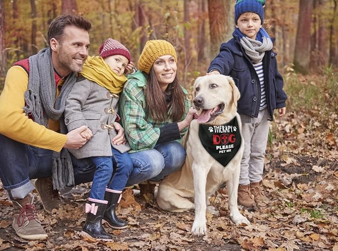 Dog Bandana, Therapy Dog Please Pet Me with, Dogs Scarf Classical Printing, Dogs Scarf Accessories, Doggy Kerchief Pet Kerchief, Christmas Birthday Thanksgiving Doggy Gift A04