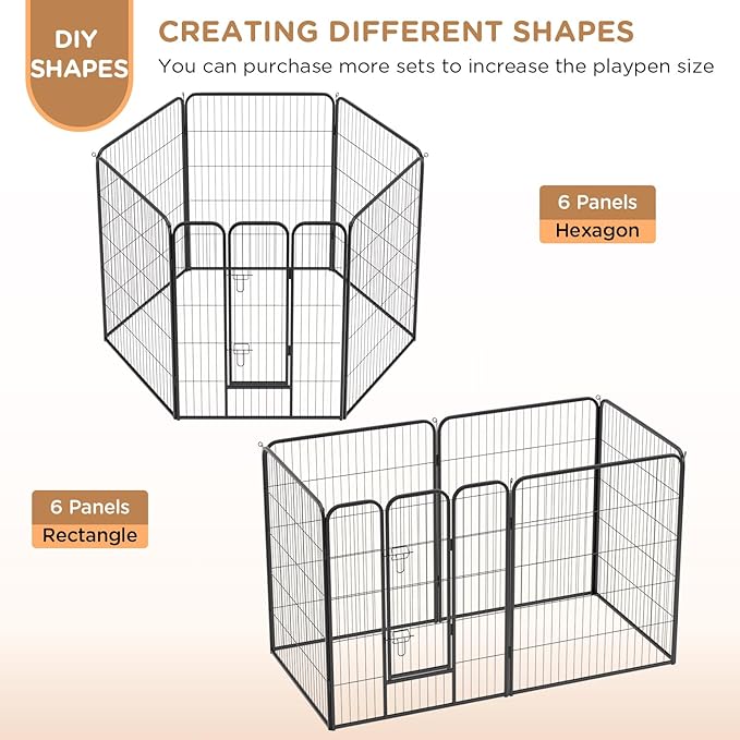 BestPet | Dog Playpen | 40 Inch, 6 Panels | Heavy Duty Metal Pet Exercise Pen | Indoor Outdoor Fence Panels | Rust-Resistant, Removable, Tool-Free Setup | Anti-Skid, Expandable Design