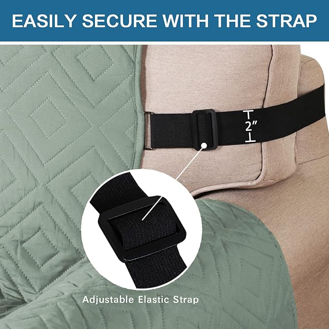 H.VERSAILTEX Reversible Chair Cover Furniture Protector Anti-Slip Couch Cover Water Resistant 2" Elastic Straps Chair Slipcover Pets Fit Sitting Width Up to 21" (Chair:75" x 65", Desert Sage/Beige)