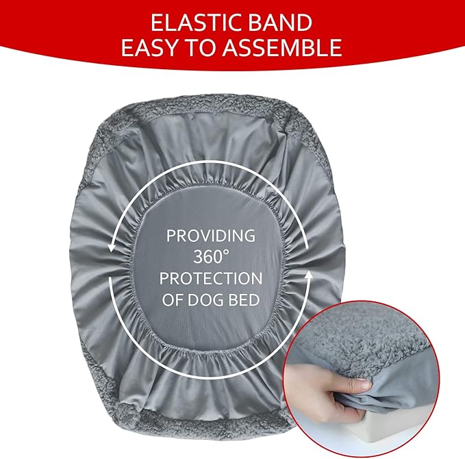 Dog Bed Covers 2 Pack Soft Plush Replacement Washable, Waterproof Pet Mattress Bed Liner Grey 30x20 Inches, for Dog/Cat, Cover Only