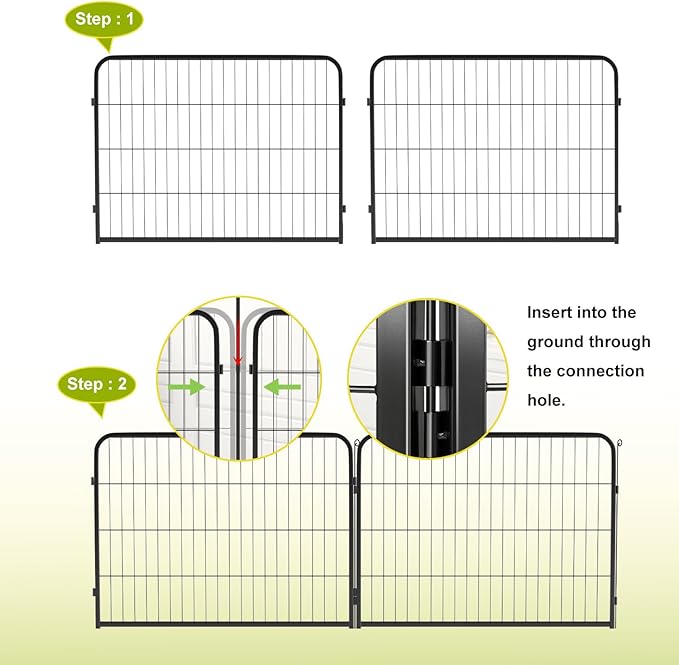 BestPet Dog Playpen 24 Inch 8 Panels Heavy Duty Metal Pet Exercise Pen Indoor Outdoor Without Door Fence Panels Anti-Skid Expandable Design