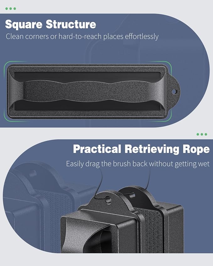 Pawfly Aquarium Magnetic Brush Fish Tank Glass Cleaner 4 Inch, Mini Stain Scrubber Pads for 3/5 Inch Thick Fish Tank up to 40 Gallons Aquarium Cleaning Tool with Rope (Non-Floatable)