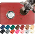 VIVAGLORY Dog Food Mat Flexmat Dog Bowl Mat, Placemat Food Tray with Raised Edges & Lip for Indoor Floor, Non Slip Waterproof Silicone Dish Placemat for Cat & Pet, L, Burgundy