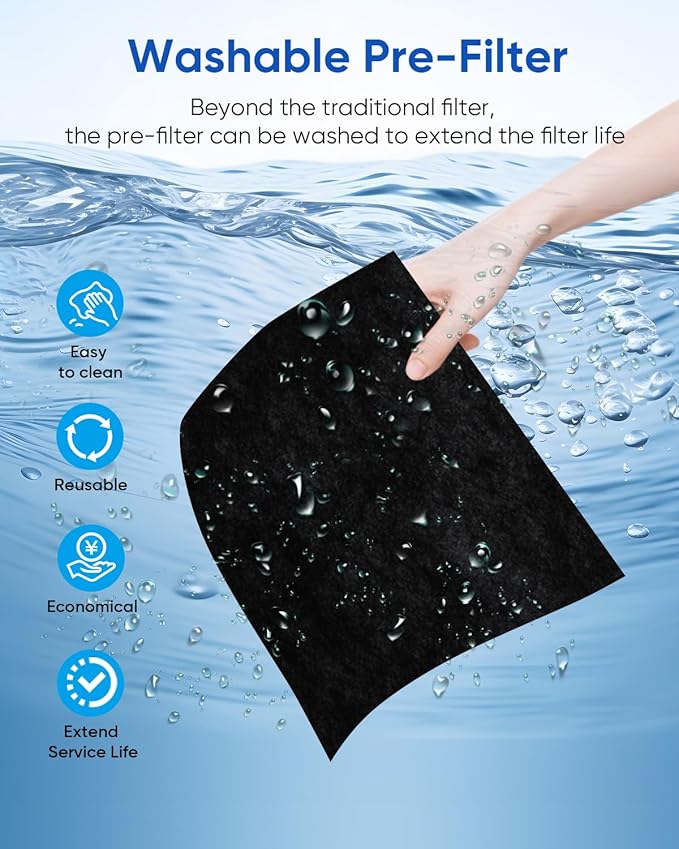 Pet Air Purifiers for Home Large Room Up to 2500 Ft², Double-Sided HEPA Air Cleaner with Washable Pre-Filter for Pet Hair Dander Odor Smoke, PM2.5 Air Quality Monitor & Auto Mode