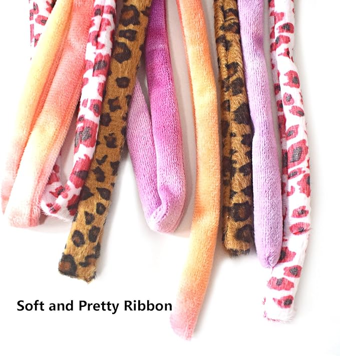 IUHKBH Cat Wand Toys, 4 PCS Plush Srtip Teaser Toy Interactive Teasing Stick Vibrant Teaser Wands for Indoor Cat Kitten Having Fun Exerciser Playing