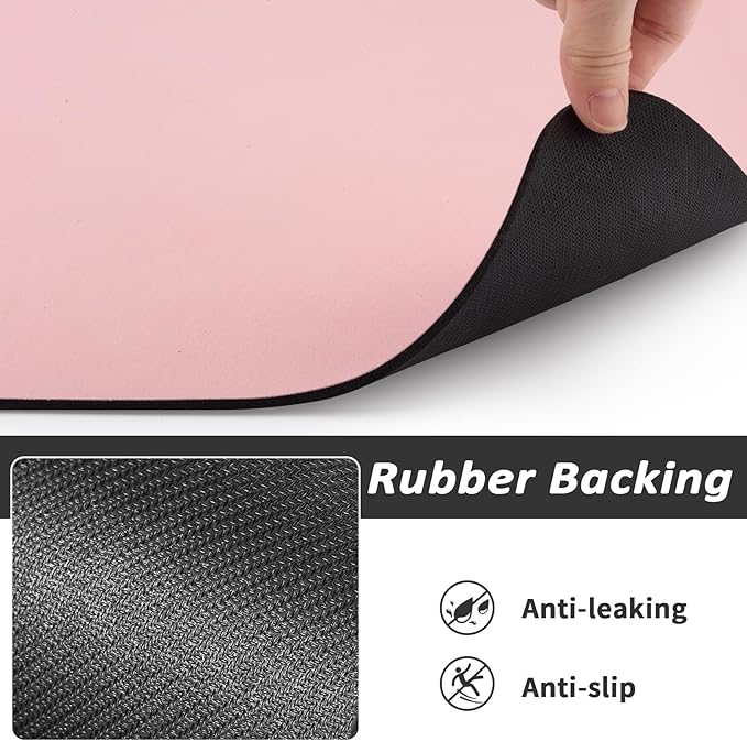 Dog Food Mat - Absorbent Cat Mat for Food and Water, No Stains Pet Feeding Bowl Mat, Easy to Clean Pet Placemats, Quick Dry Dog Water Dispenser Mat for Messy Drinkers | Pink 18"x28"