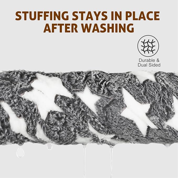 Mora Pets Cat Bed Dog Crate Pad Ultra Soft Pet Bed with Cute Star Print Washable Crate Mat for Small Dogs and Indoor Cats Reversible Fleece Dog Kennel Pad Cat Carrier Mat 14 x 17.5 inch Grey