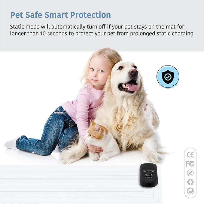 SVD.PET (2-Pack Pet Training Mat with Tester, Pet Shock Pad, Dogs & Cats Electronic Repellent mat for Indoor, 3 Training Modes, 5 Levels, Pet Safe Mode (Black controler 22" X 16")