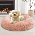 JOLLYVOGUE Calming Dog Bed Medium Size Dog, Anti-Anxiety Donut Medium Pet Bed, 31 inches Fluffy Faux Fur Round Cat Bed, Fits up to 45 lbs Pets (Peach Pink)