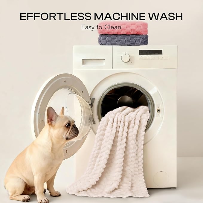 Luciphia Soft 300GSM Fleece Pet Blanket for Small Medium Large Dogs Washable 3D Textured Flannel Cat Puppy Decorative Furniture Protector Throw Durable White, M(30''x20'')