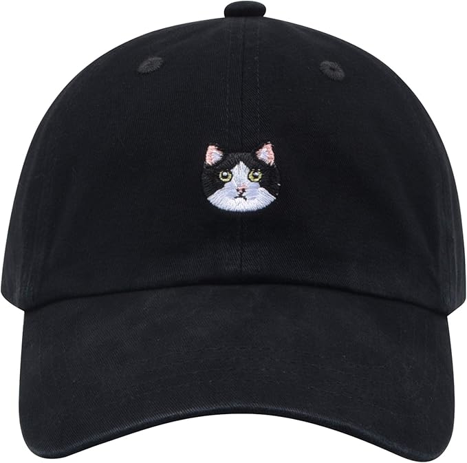 Cat Mom & Dad Hats for Proud Cat Parents | for Men & Women | Embroidered Text - Adjustable Fit - 100% Cotton