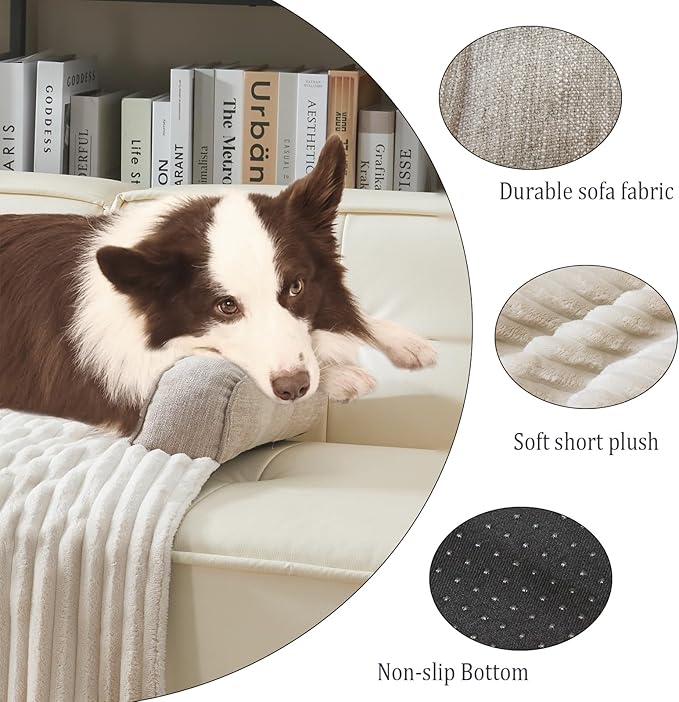 WINDRACING Luxury Dog Couch Bed, Washable Calming Dog Couch Cover, Couch Protector for Dogs, Waterproof Sofa Bed, Pet Bed Mats for Sofa, Pet Sofa Covers (Beige Large 41x37x5inch) ﻿