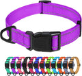 TagME Reflective Nylon Dog Collars, Adjustable Classic Pet Collar with Quick Release Buckle for Medium Dogs, Purple, 1.0" Width
