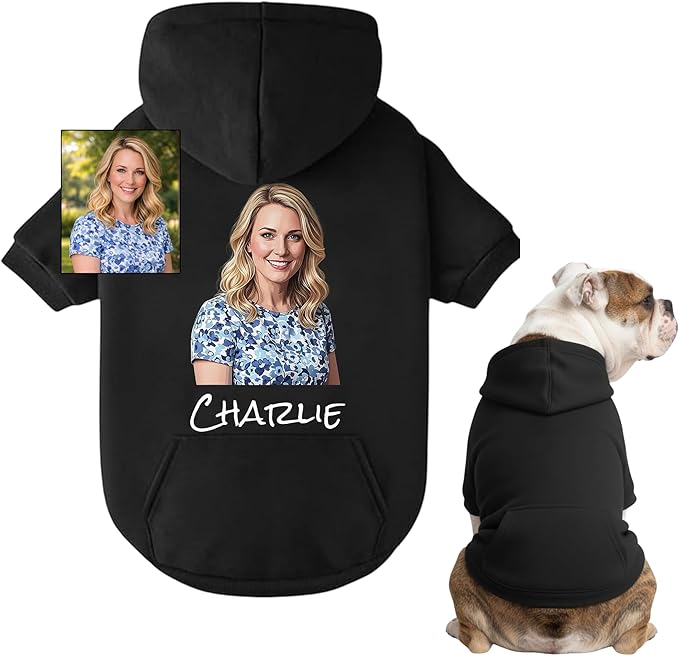 Personalized Name Dog Hoodie, Print Hoodies Pets Name, Custom Pet Memorial, Bright Puppy Sweatshirt, Customized Pet Clothes Warm Winter Outfit for Dogs, Gift for Dog Lovers Style 6