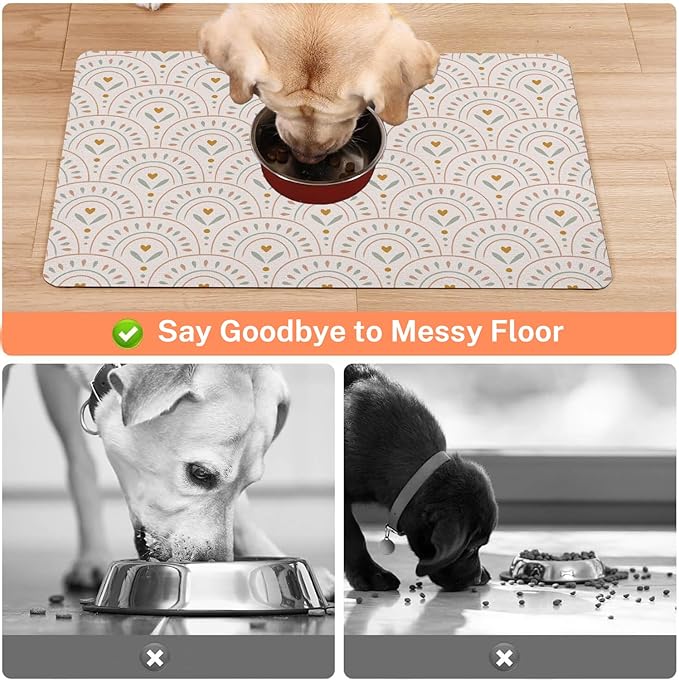 Absorbent Pet Dog Bowl Mat for Food and Water, Pet Cat Food Feeding Mat with Non Slip Rubber Backing, Dog Food Mats for Floors Waterproof, 24"x32"