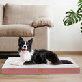 Orthopedic Dog Bed for Medium Dogs, Waterproof Deluxe Plush Dog Crate Bed with Removable Washable Cover & Anti-Slip Bottom, Egg Crate Foam Pet Bed Mat, 30 x 20 Inches, Pink