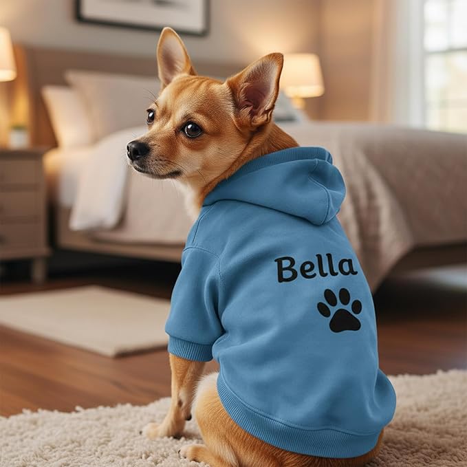 Personalized Dog Hoodie with Name/Text, Custom Embroidered or Printed Dog Sweater, Warm Winter Hoodie for Puppies, Cute Birthday Outfit, Unique Gift for Pet Lovers, A1