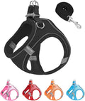 M Black Soft Mesh Dog Harness and Leash Set,No Escape Puppy Harnesses for Training Walking， Reflective Adjustable Puppy Vest for Small Medium Dogs, Cats (Black, M)