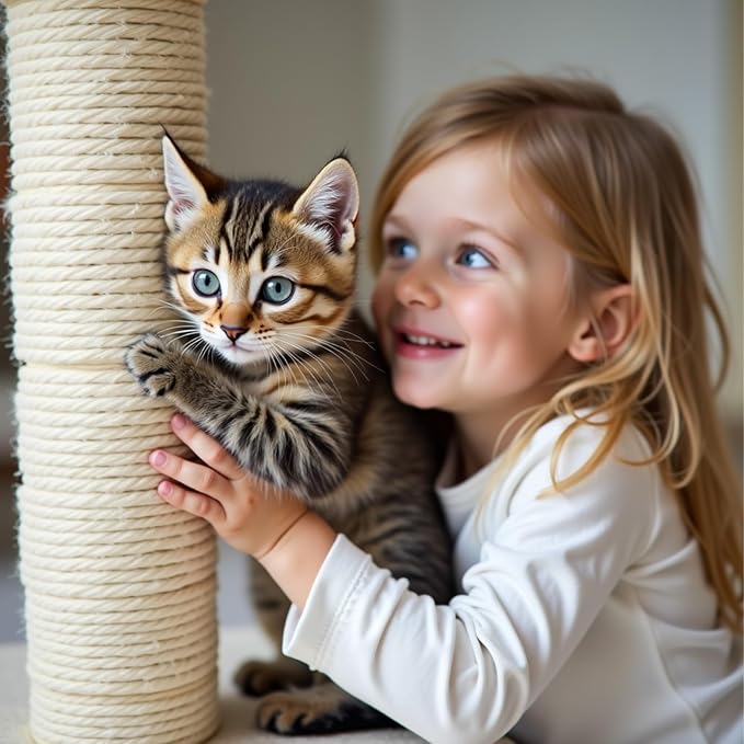 PowerKing Thick Natural Sisal Replacement Scratching Post,15.7" Length, 4.5" Thick, 2Pcs M8 Cat Scratch Post Refill Poles, Ideal for Refurbishment, Includes Screws, White