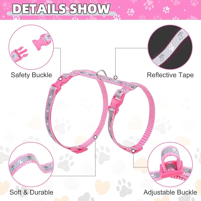 KOOLTAIL Cat Harness and Leash Set, Escape Proof Adjustable Kitten Harness for Walking Travel, Safe & Easy Control Outdoor, Lightweight Soft Pet Harness for Small Medium Large Cats, Pink