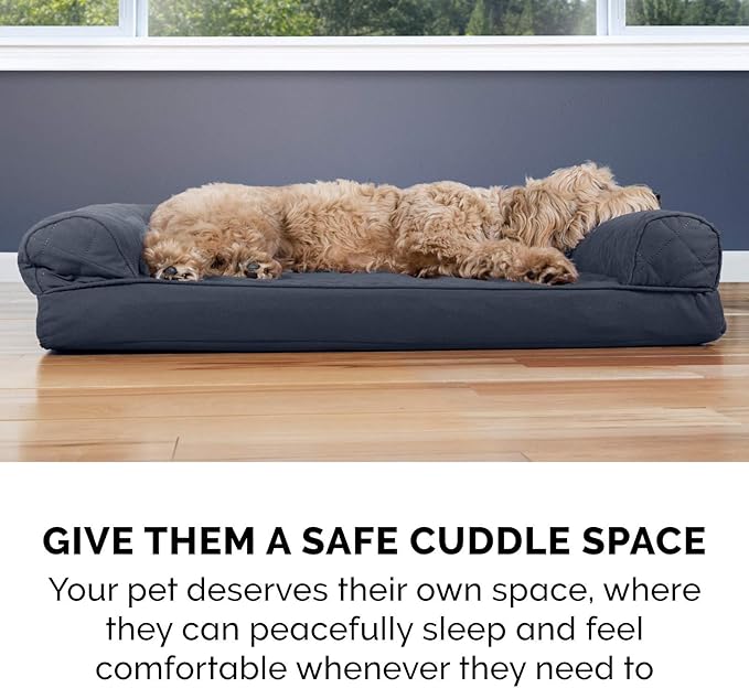 FurHaven Dreamer Sofa Orthopedic Dog Bed for Large Dogs with Orthopedic Egg Crate & Solid Orthopedic Foam Base for Joint Support, Removable Washable Cover, Jumbo XL, Quilted Sofa, Iron Gray