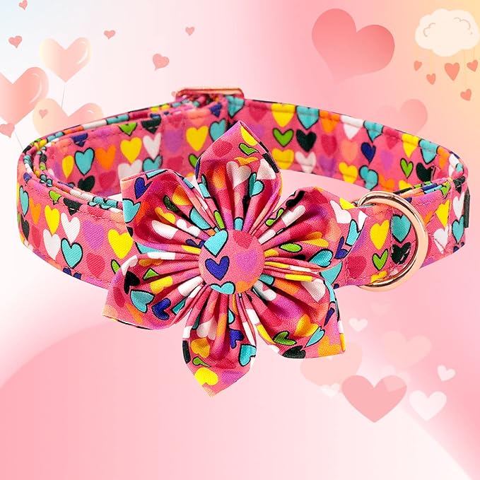 Lionheart glory Easter Dog Collar with Flower Carrot Print Dog Collar Girl or Boy Soft Durable Adjustable Collar Flower Spring Collar Dog Bow for Large Dogs