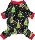 Fitwarm Christmas Tree Dog Pajamas, Christmas Clothes for Small Dogs Boy Girl, Holiday Pet Outfit, Black, Red, Green, Yellow, Large
