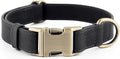 Plutus Pet Genuine Leather Dog Collar – Adjustable Pet Collar with Quick Release Metal Buckle, Soft Real Leather for Small Medium Large Dogs, Heavy Duty & Skin-Friendly (Black, M)