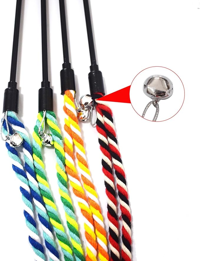 IUHKBH Cat Wands, 4 PCS Colorful Rope Cat Toys Flexible Teaser Wands Interactive Kitten String Wands, Safe Kitty Toys for Indoor