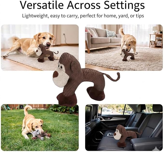 Linen Safari Companions, Squeaky Dog Chew Animals, with Durable Linen Material, Durable and Resistant to Chewing, for Relieve Dog's Boredom (Elephant+Sheep)